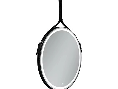 Daily Washing Essentials Round Hanging Mirror with Black Frame for Bathroom Use 3d model