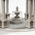 Decorative Stone Garden Ornament Featuring Columns And Central Fountain Design