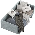 Modern Sofa And Bed Interior With Cozy Cushions Blankets And Side Table