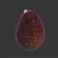 Red Avocado With Yellow Speckles On Glossy Skin Against Gray Background