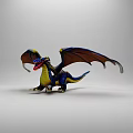 Colorful Mythical Dragon Character With Spread Wings And Vibrant Blue Yellow Scales