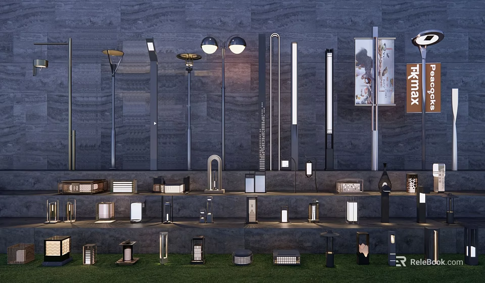 Sleek Modern Lighting Combinations With Floor Lamps Wall Lights Table Lamps And Metal Bases 3d model 