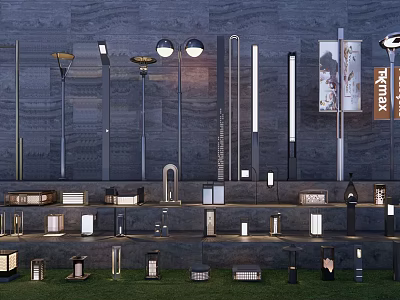 Sleek Modern Lighting Combinations With Floor Lamps Wall Lights Table Lamps And Metal Bases 3d model