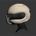 White Textured Sphere With Black Strap And Metallic Accents On Black Base Design