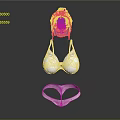 Woman Wearing Stylish White Bra Transparent Panties With Red Fluffy Accessory