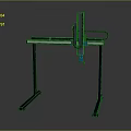 Heavy duty industrial mechanical structure with metal frame and vertical arm