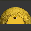 Game And Movie Character In Red Cape With Golden Costume Holding Sword On Yellow Background