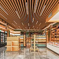 Grocery Supermarket Interior With Organized Shelves Coolers And Various Product Displays