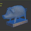 Unique Pig Shaped Piggy Bank Decorative Ornament Set With Textured Design And Wooden Base
