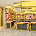 Traditional Chinese Jewelry Store Interior With Elegant Display Counters And Warm Lighting