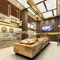 Modern Dessert Shop Interior With Glass Display Cases Fresh Pastries And Warm Lighting