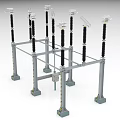 Industrial Factory Electrical Support Framework With Metal Columns And Insulators 3d model