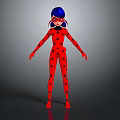 Game and Movie Character With Blue Hair Ladybug Inspired Red Black Spotted Bodysuit and Mask