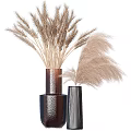 Glossy Brown and Striped Black Decorative Vases with Wheat Stalks and Pampas Grass