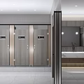 Public Restroom Modern Interior Design With Clean Stalls Washbasins And Mirrors