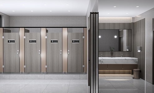 Modern Toilet Corridor Public Toilet 3d model