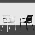 Modern Single Chair With Slatted Back Design And Black Metal Frame Gray Finish Look