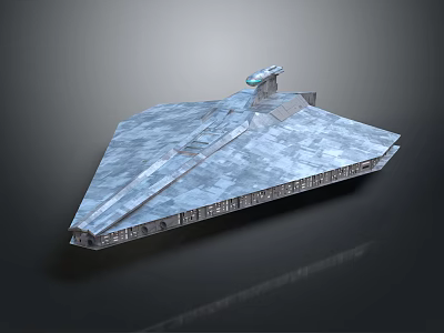 Futuristic Large Detailed Metallic Spaceship With Sleek Structure And Command Tower 3d model
