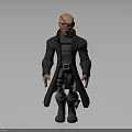 Bald Character With Eye Patch In Long Coat And Combat Boots 3d model