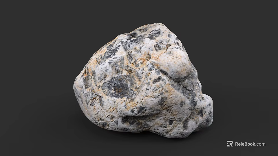 Natural Decorative Stone With Rough Surface And Unique Gray Black Patterns 3d model 