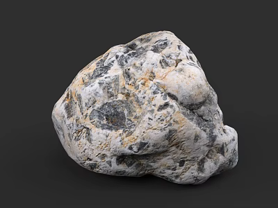 Natural Decorative Stone With Rough Surface And Unique Gray Black Patterns 3d model
