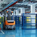 Spacious Modern Industrial Warehouse Equipped With Forklift Metal Storage Racks And Stacked Cargo Containers