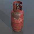 Red Old Rusty Gas Cylinder With Worn Surface And Metal Valve