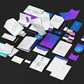 Colorful Brand Design Collaterals With Brochures Business Cards And CD Cases