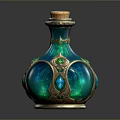Elegant Decorative Turquoise Glass Bottle With Metallic Accents And Blue Gemstone Details