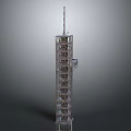 Tall Metal Construction Scaffolding Tower With Multi Level Platforms And Top Crane Structure 3d model