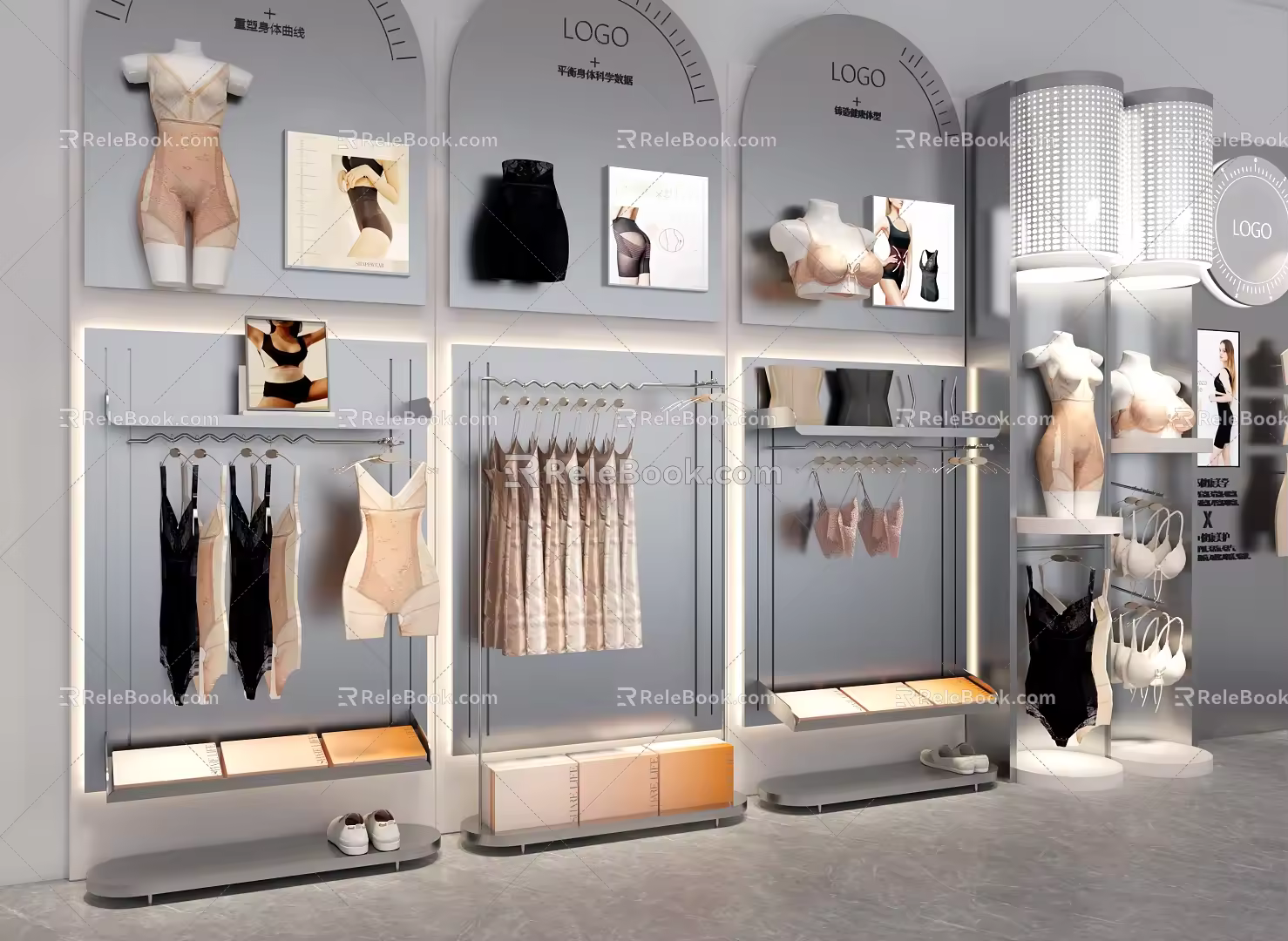 Modern underwear store display cabinet clothing store display rack slimming underwear store display rack 3d model