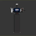 AL-KO Stand Mounted Bench Grinder with Red Blue Grinding Wheels Adjustable Lamp and Gray Base