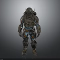 Futuristic Full Body Metallic Armor With Silver Gold Accents And Detailed Design