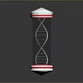Transparent Cylindrical Lab Equipment Featuring DNA Double Helix and Red White Rings