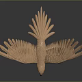 Wooden Flying Eagle Sculpture With Spread Wings And Intricate Carved Details For Furniture Decor