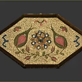 Handcrafted Decorative Ornament Set With Octagonal Inlaid Design And Colorful Floral Patterns