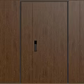 Dark Brown Wood Grain Security Door With Electronic Lock And Modern Design