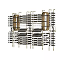 Modern Golden Frame Wine Rack with Multi Tier Design and Wine Glass Holders
