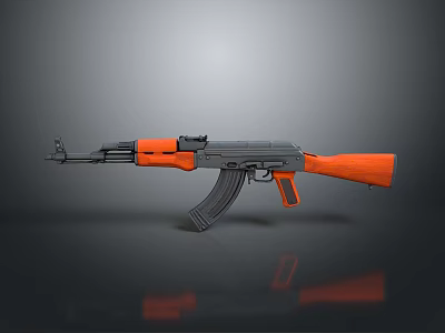 Orange And Gray Tactical Rifle With Modern Grip Stock And Barrel 3d model