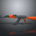 Orange And Gray Tactical Rifle With Modern Grip Stock And Barrel