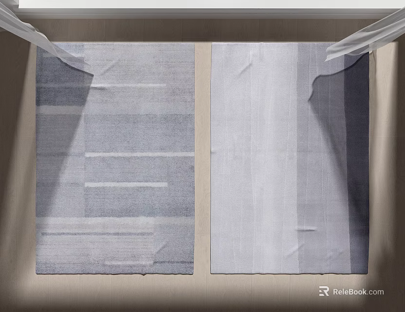 Modern Square Rugs With Striped Patterns In Gray Tones Two Home Decor Pieces 3d model 