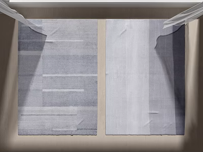 Modern Square Rugs With Striped Patterns In Gray Tones Two Home Decor Pieces 3d model