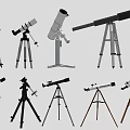Various Commercial Telescope Equipment With Tripod Stands And Different Designs