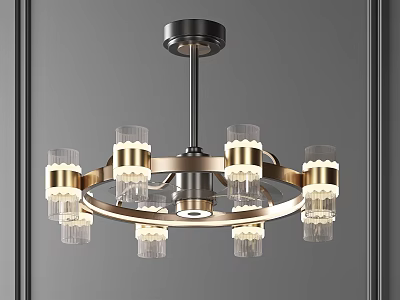 Modern Chandelier With Gold Black Metal Frame And Clear Glass Shades For Interior Ceiling Lighting 3d model