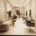 Elegant Modern Beauty Salon Interior Design With Stylish Chairs Mirrors And Green Plants