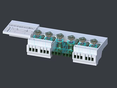 Industrial Equipment Terminal Block With Multiple Connection Terminals And Structured Layout 3d model