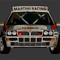 Martini Racing Themed Race Car With Blue Red Stripes And Sponsor Logos