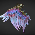 Colorful Feather Wall Decoration with Pink Purple Blue Plumes and Gold Accents
