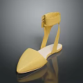 Elegant Yellow Pointed Toe Sandals With Ankle Strap And Flat Sole
