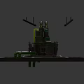 Industrial Mechanical Structure Featuring Green Pipes Concrete Base Tanks And Colored Cables